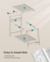 SONGMICS Bamboo Shower Bench with Storage Shelf, Shower Chair, Water Resistant Shower Stool with Handle and Hooks, Shower Head Holder, Non-Slip Feet, for Bathroom, Adults, Natural Beige UBCB121N01 SONGMICS