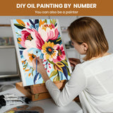 QENSPE DIY Flowers Arcylic Paint by Number,Painting Kits for Adults,Canvas Painting Tool Set for Beginners,Home Wall Decor 12x16 Inch QENSPE