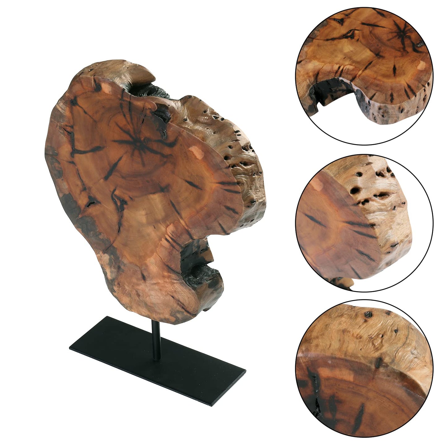 WELLAND Irregular Date Tree Sculpture, Wood Tabletop Sculpture Collectible Decoration for Home Office Decor, Approximate Size Over 7.87 x 7.87 x 1.57 Inches