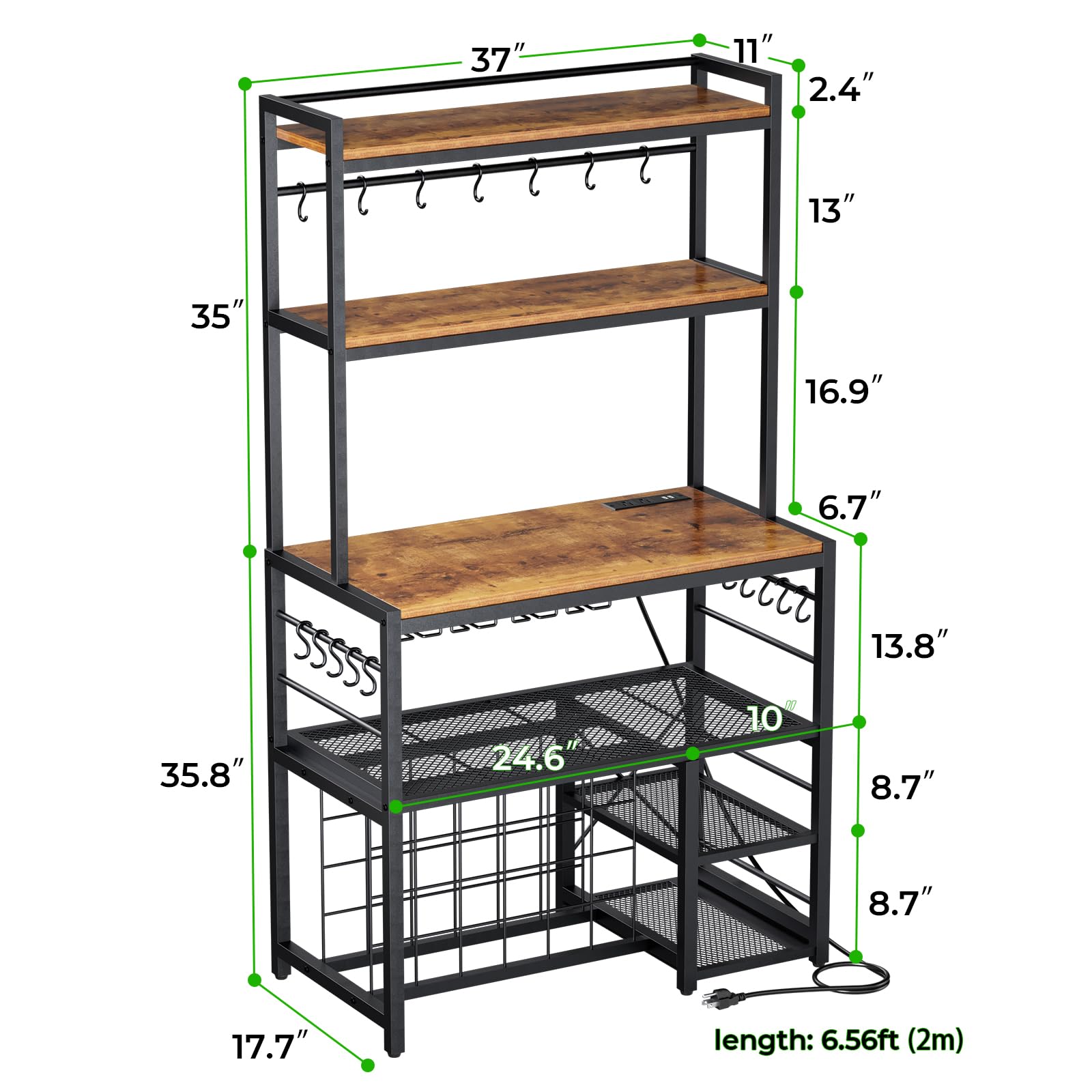 Yacchi Home Premium Wine Bar Cabinet with LED Lighting and Power Outlet, Stylish Freestanding Liquor Storage for Dining Room and Kitchen - WoodArtSupply