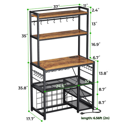 Yacchi Home Premium Wine Bar Cabinet with LED Lighting and Power Outlet, Stylish Freestanding Liquor Storage for Dining Room and Kitchen - WoodArtSupply