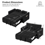 Suheww Sofa Bed, 3 in 1 Black Loveseat Sleeper Sofa for Living Room, 2 Seater Pull Out Sofa Cama Small Couch Bed Futon Lounge Sofa for Bedroom Small Spaces Living Room Suheww