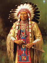 Kaliosy 5D Diamond Art Painting Kits for Adult Indians Tribe by Number Kits, Paint with Diamonds Art Man DIY Full Drill, Crystal Craft Cross Stitch Embroidery Decoration (12x16inch) 30x40cm Kaliosy