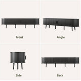 Mid Century Modern TV Stand for 75/65/55 inch TV, Farmhouse TV Stand with Charging Station, Fluted Entertainment Center with Storage and Sliding Doors, TV and Media Consol for Living Room, Black, 69" Syvella