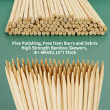 12" Natural Bamboo Wood Barbecue Skewers for Kabob, Appetizer, Fruit, Sausage, Chocolate Fountain, Wooden BBQ Kebob Skewer Stick, Organic Food Sticks for Grilling, Kitchen (Φ=4mm Thick, 100PCS) AMEILOZ