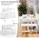 sogesfurniture Modern 4-Piece Kitchen Dining Table Set with 1 Bench and 2 Chairs, Kitchen Bench Table Set for 4, Wooden Kitchen Table and Chairs for Limited Space,White sogesfurniture