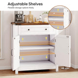 GRUSIGN 30" Coffee Bar Station, Kitchen Sideboard Buffet Cabinet with a Drawer and Adjustable Shelf, Modern Farmhouse Storage Cabinet for Kitchen, Living Room, Entryway, White GRUSIGN