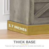 DWVO Farmhouse Buffet Cabinets, 47" Coffee Bar with Goblet Holder & Power Outlet, Sliding Barn Door Sideboard Cabinet for Kitchen & Living Room Storage (Rustic Grey Oak) DWVO