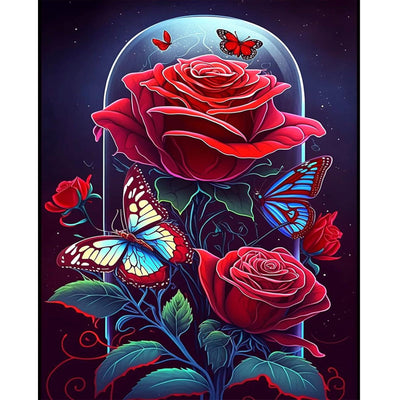 Artunion Red Rose Paint by Numbers for Adults Beginner, Red Flower Paint by Number Kits, DIY Oil Painting Paint by Number Kits on Canvas Arts Craft for Home Wall Decor 16x20 Inch