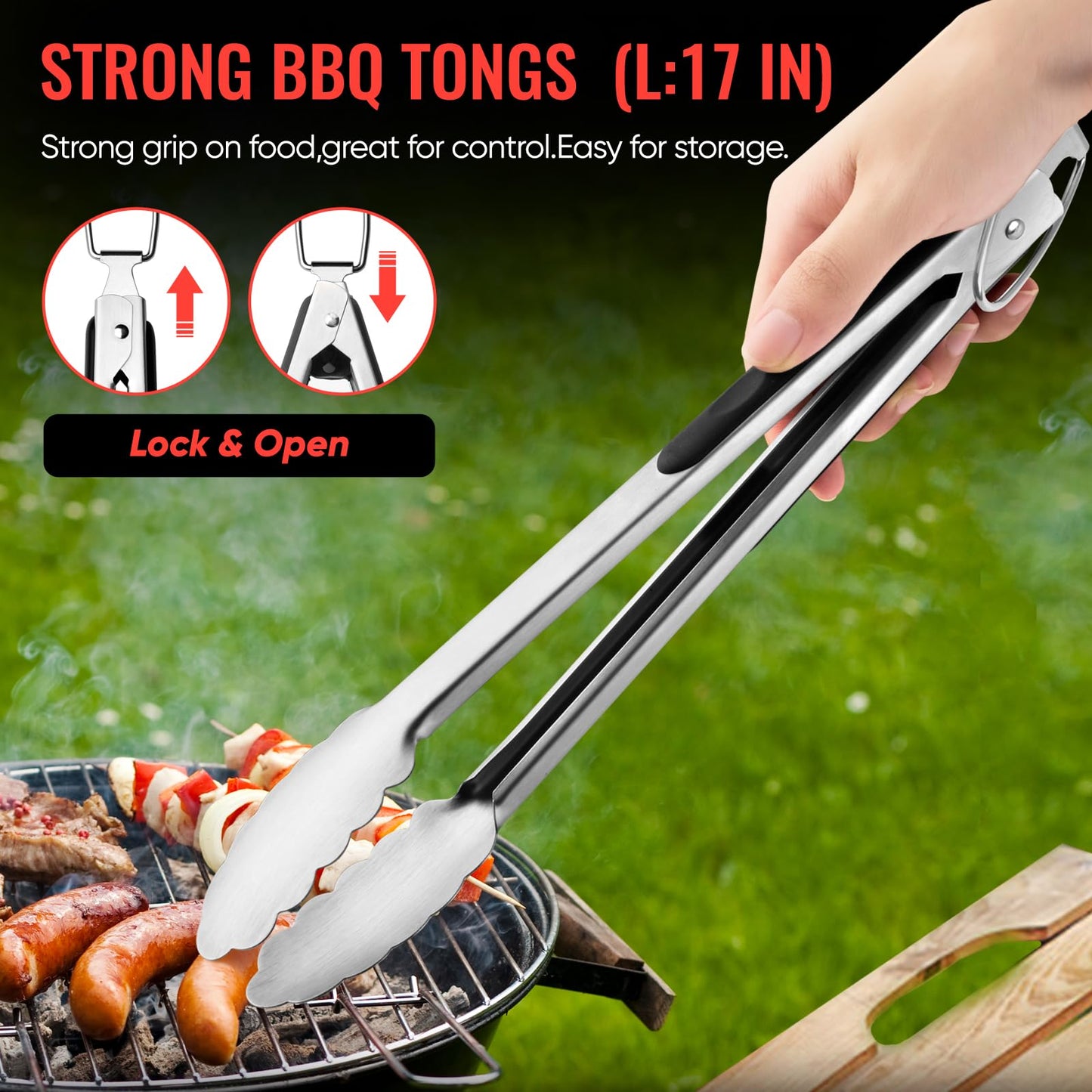 BBQ Accessories Grill Tools Set,Stainless Steel Barbecue Grill Accessories for Outdoor Grill,Barbecue Utensils Grilling Accessories Grilling Gifts for Men,Father's Day/Christmas/Thanksgiving Day