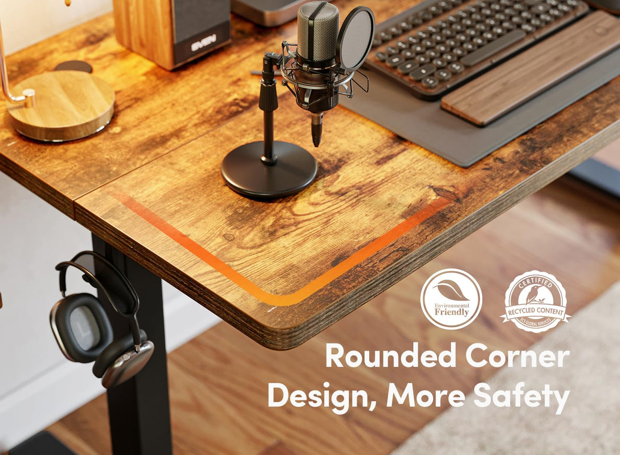 BANTI 63'' Standing Desk, Electric Stand up Height Adjustable Home Office Table, Sit Stand Desk with Splice Board, Rustic Brown BANTI