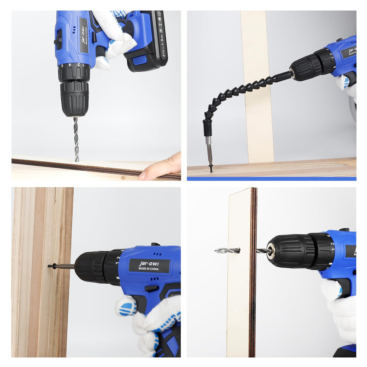 Portable Power Drill Set with 37PCS Drill Bit,21V Cordless Drill Driver Kit with Battery and Charger,Jar-owl Home Tool Kit with Electric Drill for Men Women Garden Office Repair Maintain-Blue jar-owl