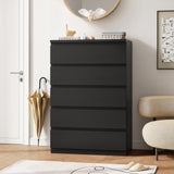 Jocoevol Black 5 Drawer Dresser for Bedroom, 15" D x 23.7" W x 40.4" H in Simply Chest of Drawers, Wood Storage Dresser with Drawers for Living Room Hallway Entryway, Black Jocoevol