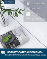 Patio Kingdom 9-Piece White Outdoor Dining Set with Beige 15FT Large Patio Umbrella, 75.2'' HDPE Table & Chairs for 8, Weather-Resistant Furniture with Umbrella Hole for Patio, Lawn, Poolside Patio Kingdom