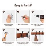 Gohiuo Rustic 32.2" Large Coat Rack Wall Mount, Long Wood Coat Hooks Wall Mount with 8 Triple Hooks, Heavy Duty Wooden for Entryway, Farmhouse Hanging Jackets, Coats, Hats, Bags,Towel Gohiuo