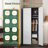 Letaya Wardrobe Closet, 72" H Clothing Storage Cabinet with Adjustable Shelves and Hanging Rod, Bedroom Armoire Clothes Organizer (White Gray) Letaya