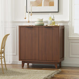 Fluted Cabinet with Storage, 2 Doors Sideboard Buffet, Mid Century Modern Accent Cabinet with Adjustable Shelves, Multifunctional Console Table with Storage for Living Room, Kitchen, Entryway FiveWillowise