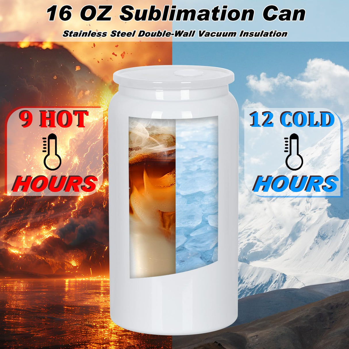 Muwnrol 8 Pack 16 Oz Sublimation Can, Stainless Steel Double Layer Vacuum Insulation Sublimation Cups, Sublimation Beer Can, 16 Oz Sublimation Tumblers (White) Muwnrol