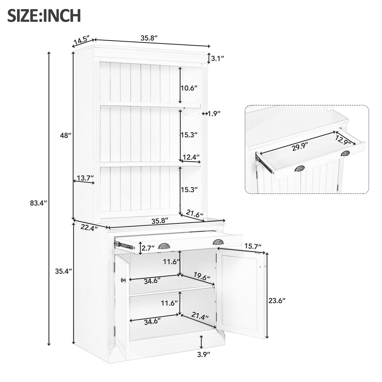 Merax 83.4" White Tall Storage Bookshelf with LED Lighting, 2 Doors, 1 Drawer, and Open Shelves for Home Office - WoodArtSupply