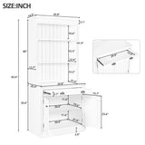 Merax 83.4" Tall Modern Solid Wood Bookshelf with LED Lighting, Doors, Drawers & Adjustable Shelves - 2 Piece Set Merax