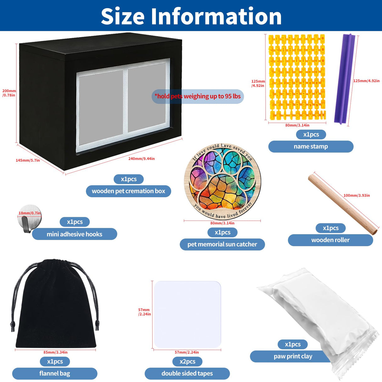 Waltool Pet Memorial Shadow Box with Clay Paw Print Impression Kit, Paw Ornament Loss of Pet Sympathy Gift, Picture Frame Pet Urns for Dogs Cats Ashes Keepsake Waltool