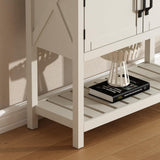 ChooChoo Farmhouse Console Table, Entryway Table with Storage Shelf, Coffee Bar Cabinet, Narrow Buffet Sideboard for Kitchen, Hallway, Living Room, White ChooChoo