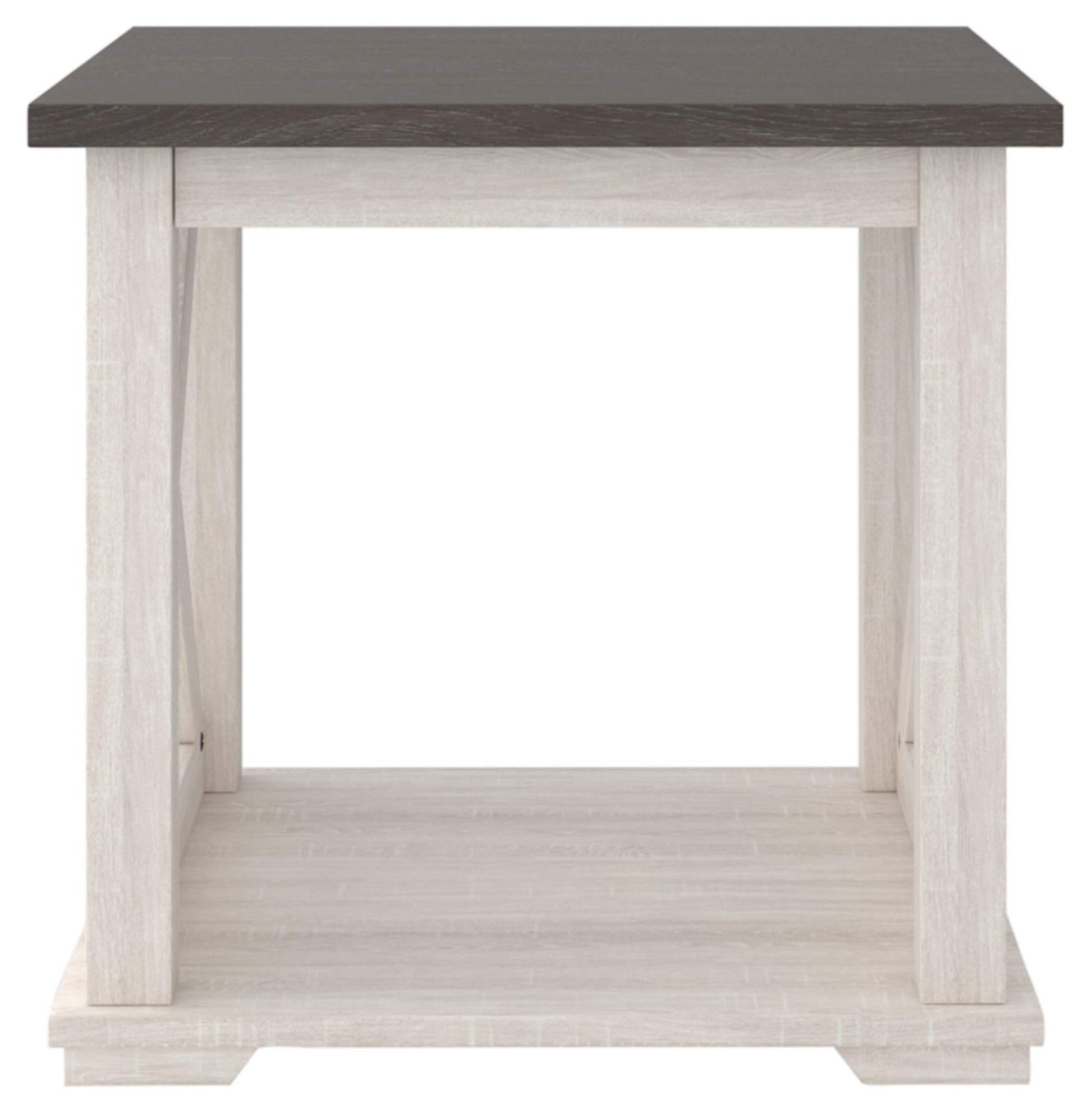 Signature Design by Ashley Dorrinson Square Modern Farmhouse End Table, 23"D x 23"W x 22"H, Two Tone White & Brown - WoodArtSupply