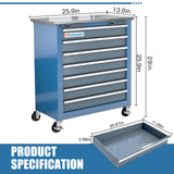 LARBANKE 7-Drawer Rolling Tool Chest with Stainless Steel Countertop,Tool Chest with Secure Locking System,Tool Cabinet with 360°Wheels and Padded Feet,for Home, Garage and Office LARBANKE
