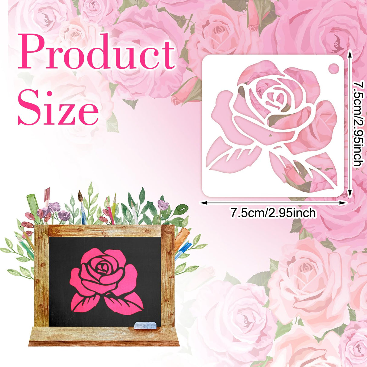 Ymapinc 20 Pcs 2.95 Inch Flower Stencils for Crafts, Rock Painting, Home Decor Ymapinc