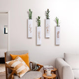 BOTOP Wood Wall Planter, Farmhouse 4 Pack Indoor Pocket Wall Vases Decor for Living Room Bedroom Dried Flowers Faux Greenery Plants (White) BOTOP