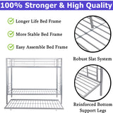 Heavy Duty Metal Bunk Bed Twin Over Twin for Kids Adults, Modern Twin Over Twin Bunk Bed with Trundle, Latest Version Twin Size Bunk Beds Frame, Convertible Bunkbed with Safety Guard Rails (Silver) FUSVZ