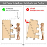 T4TREAM Farmhouse 6 Drawers Dresser Chests for Bedroom, Wood Rustic Wide Chset of Drawers,Storage Dressers Organizer for Bedroom, Living Room,Hallway, Dark Rustic Oak T4TREAM