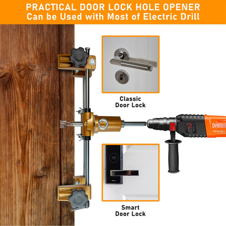 Mortise Lock Jig,Door Lock Hole Opener Kit for Wooden Doors,Door Lock Installation Kit Mortising Machine Mortise Jig with 3 Drill Bits,Suitable for Angle Grinder and Electric Hand Drill YoTmake