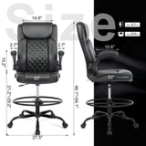 Misolant Drafting Chair, Tall Office Chair for Standing Desk, Standing Desk Chair with Adjustable Height and Flip-up Arm, Leather Drafting Chair, High Office Chair for Counter Height Desk Misolant