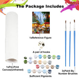 NEWENMO Paint by Numbers for Adults Street Landscape, Paint by Numbers Tower On Canvas Without Frame, DIY Oil Painting Perfect for Beginner, Hobbies and Home Wall Decor(16 * 20In) NEWENMO