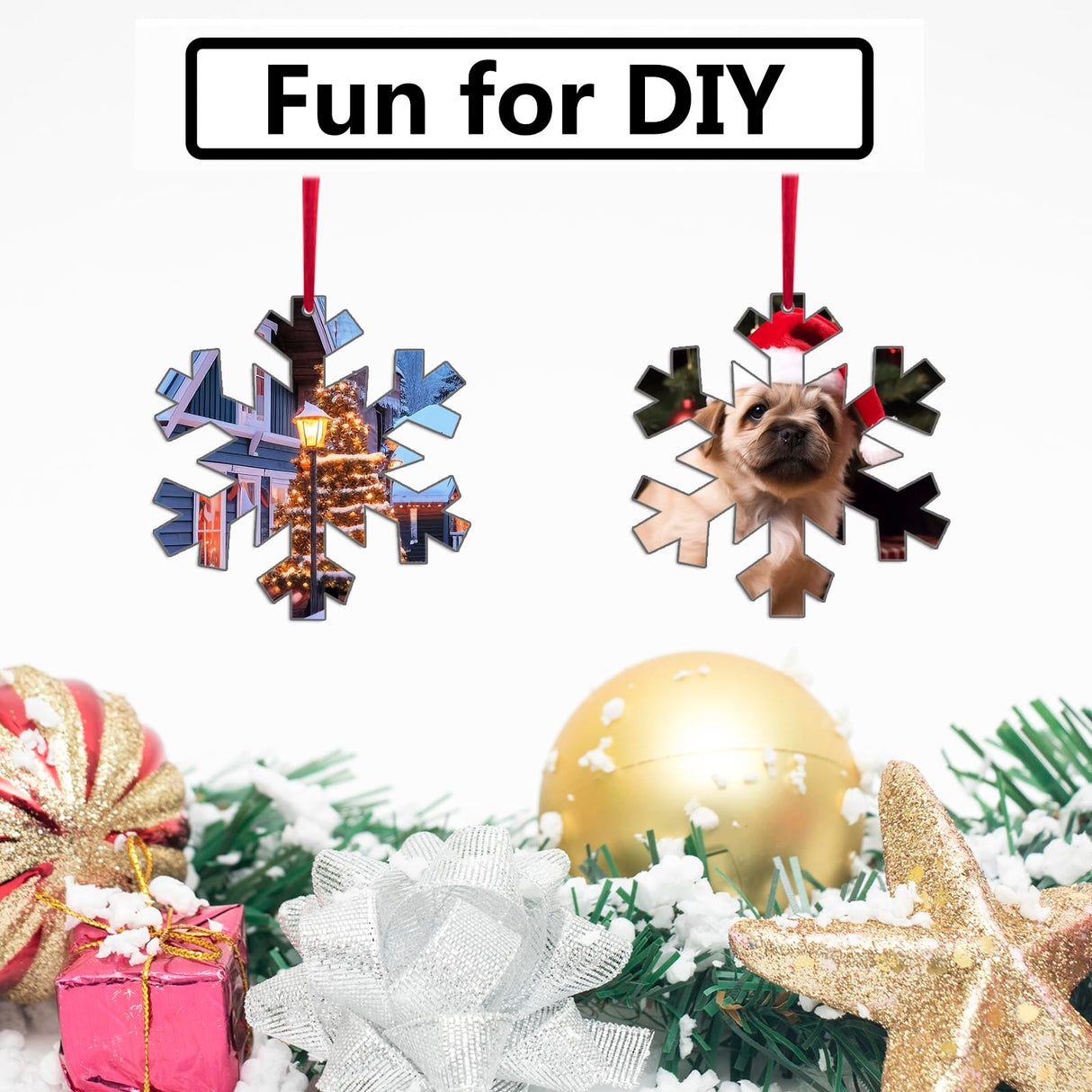 32 PCS Sublimation Christmas Ornaments Blanks MDF Bulk Double Sided Heat Transfer Sublimation Keychains Memorial Christmas Ornament Sublimation Blanks Products (Snowflake) AiDiYGECO