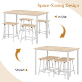 VECELO Kitchen Table and Chairs for 4, Dining Room Set with Chairs/Stools, Heavy-Duty Metal Frame with Wooden Tabletop for Small Spaces, Easy Assembly, Natural Oak VECELO