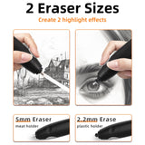 ZMOL Electric Eraser for Artists, Rechargeable Electric Eraser Kit, 140 Refills, Automatic Portable Eraser for Precise Drawing, Rechargeable Operated Pencil Eraser for Sketch Pencil, Crafts (Black) Zmol