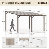 VIWAT 10' x 14' Gazebo, Outdoor Gazebos on Clearance with Aluminum Frame, Wall Mounted Gazebo & Pergola, Lean to Gazebo Awnings for Patio, Decks, Porch and Backyard VIWAT