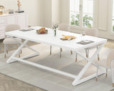 LVB 70.8" Long Desk, Modern Large White Computer Desk for Home Office Work, Wood Metal Computer Table for Writing Study in Bedroom, Simple Gaming Desk for 2 Monitor Workstation, White Oak, 70 in LVB