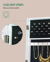 Hzuaneri Jewelry Cabinet with Light strip, 66.5-inch mirror Jewelry Armoire Standing with Garment Rack,Movable Full-length Mirror with Hzuaneri