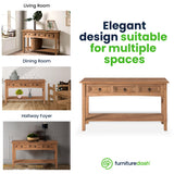 Farmhouse Solid Wood Hall Table with 3 Drawers - Furniture Dash 47.9" Console for Entryway and Foyer Furniture Dash
