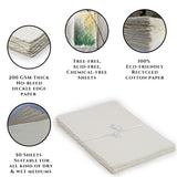 LEATHER VILLAGE Watercolor Paper - 6 X 4 inches, 50 Sheets - Mixed Media Watercolor Paper - 150 GSM Thick Deckle Edge Virgin Cotton Handmade Paper - Off White LEATHER VILLAGE