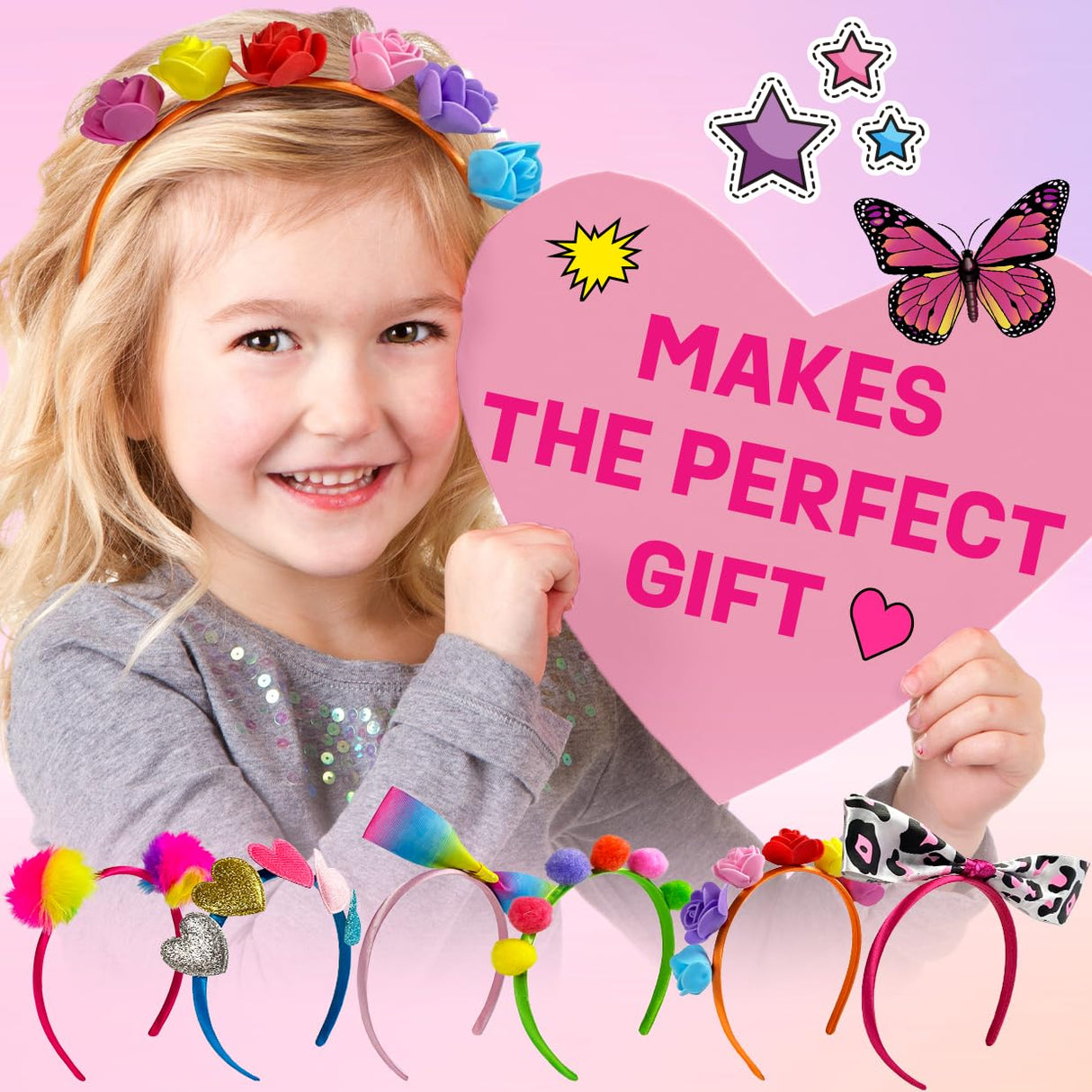 Headband Making Kit for Girls - Make Your Own Fashion Headbands for Kids - DIY Hair Accessories for Girls 4-6 - Arts & Crafts Best Birthday Gifts Ideas - Art Gift for 4 5 6 7+ Year Old Girl THE SCHOLAR ANT