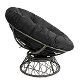 Naomi Home Barcelona Oversized Papasan Chair with Cushion and Frame – Round Wicker Indoor Egg Chair, 360° Swivel Circle Nest Lounge – Bedroom Corner Chair for Adults - Black/Dark Gray Naomi Home