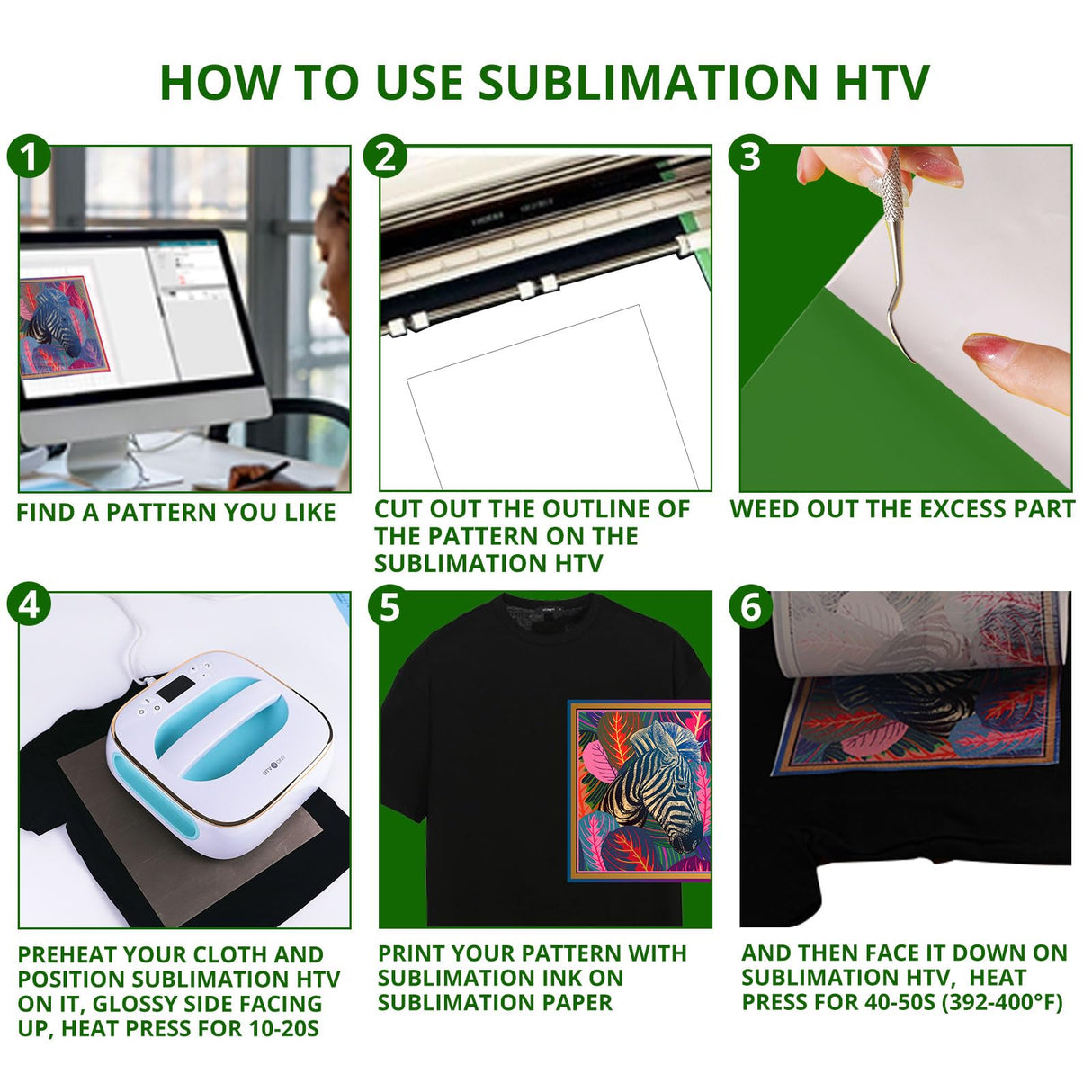 HTVRONT Sublimation HTV for Dark/Light Fabric - Matte Sublimation Vinyl 12" X 10FT for T-Shirts - Work Together with Sublimation Paper, Sublimation Ink and Heat Press HTVRONT