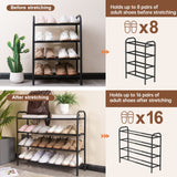 Gonfoam 4-Tier Expandable Shoe Rack,Adjustable Shoe Shelf Storage Organizer Heavy Duty Metal Free Standing Shoe Rack for Entryway Closet Doorway (Black) Gonfoam