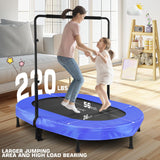 ANCHEER 56" Double Mini Trampoline for Kids, Mini Rebounder with 5-Level Adjustable Handle, Parent-Child Trampoline for Kids, Max Load 220lbs, Fun for Indoor/Outdoor ANCHEER