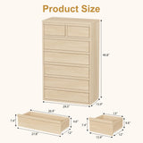 GarveeHome 7 Drawer Dresser for Bedroom, 46" Tall Modern 7 Chest of Drawers with Large Storage Space, Wooden Dresser Organizer for Living Room, Nursery, Entryway - Natural GarveeHome