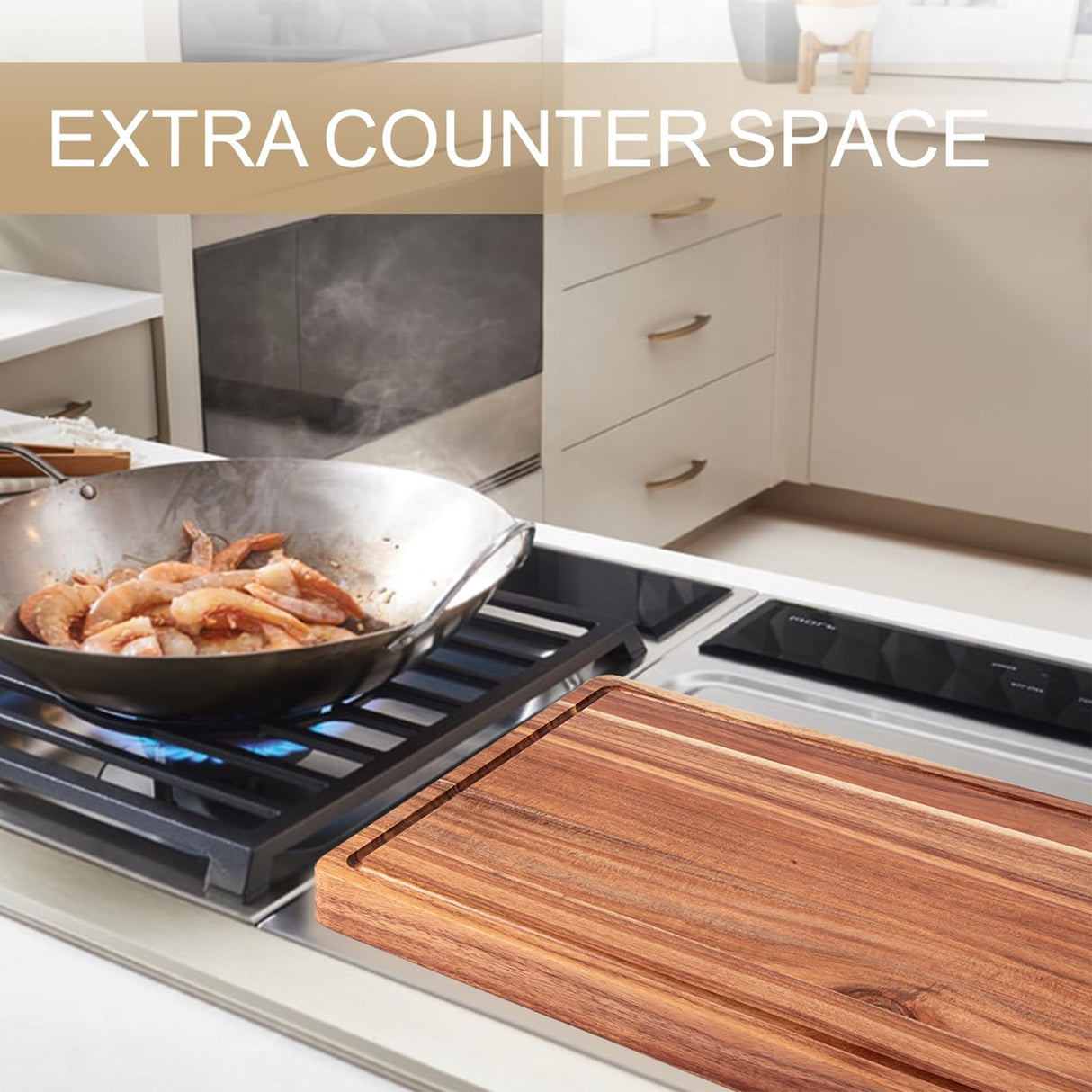 20 Inch Large Acacia Wood Cutting Board 1.5" Thick, Reversible Wooden Cutting Board for Kitchen, Charcuterie Board Cheese Board with Deep Groove, GAOMON